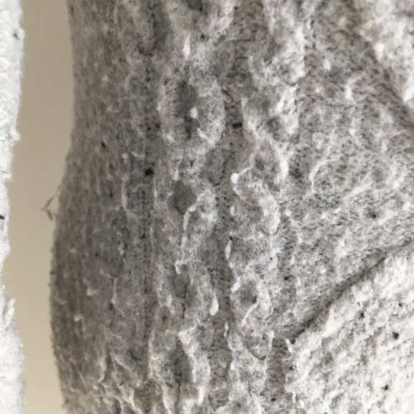 LUCKY BRAND Long Sleeve Gray Mixed Knit Mock Neck Slit Hem Sweater Dress - Picture 12 of 13